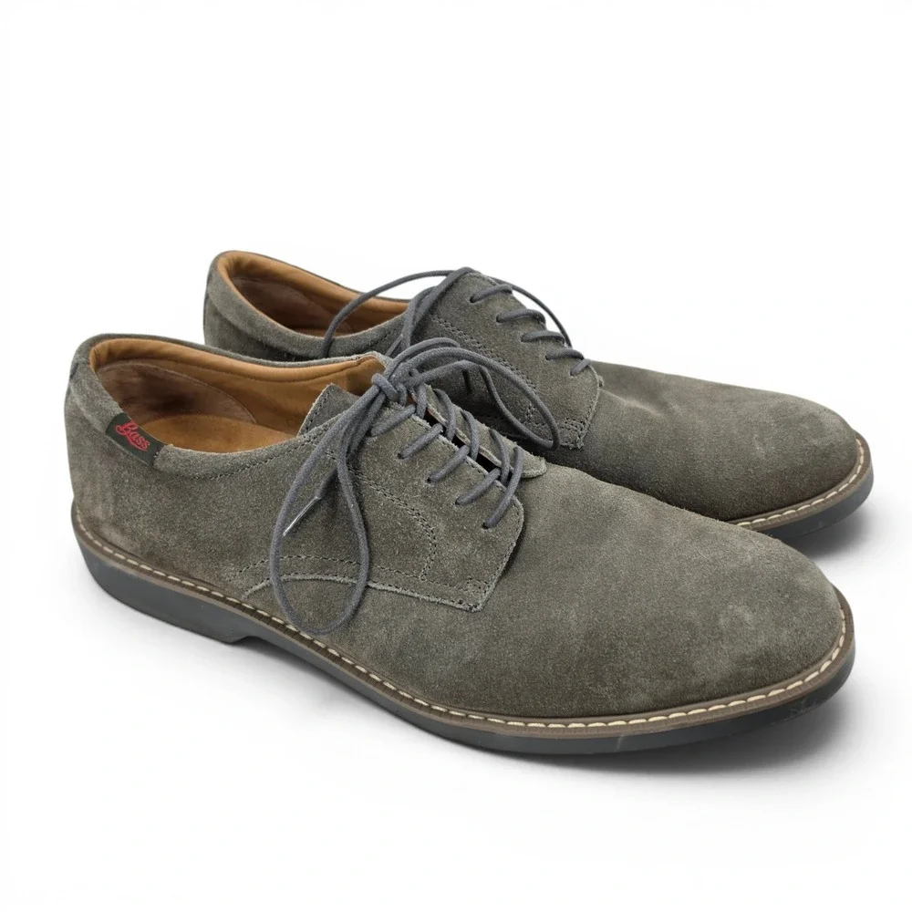 Bass Pasadena II Mens 10.5M Gray Suede Derby Oxford Shoes Leather Upper EUC